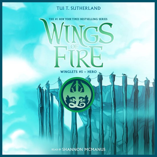 Couverture du livre 'Wings of Fire Winglets #5 - Hero' avec le titre en lettres vertes et un emblème de dragon.