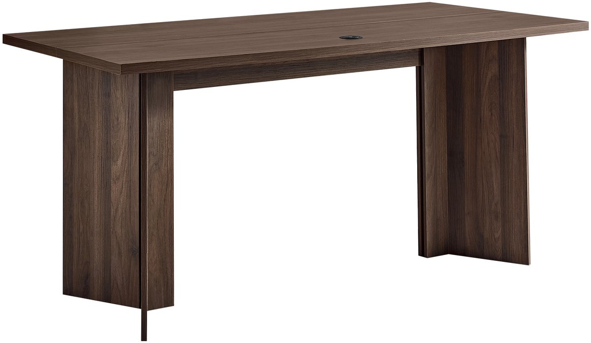 Vevor Directiebureau (160 Cm Lang), Modern Bureau met Kabeldoorvoeropening, Honingraat- En Spaanplaatconstructie, Draagvermogen van 113,4 Kg, Computerbureau Voor Werk, Studie En Schrijven, Bruin En Zwart