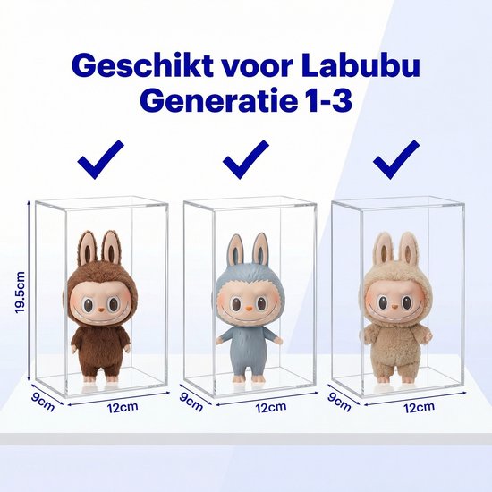3 set Poppenstandaard met Transparante Displaydoos-Transparante acryl doos voor Pop Mart Figuren Blind Box -Opbergstandaard van Merkloos — afbeelding 4