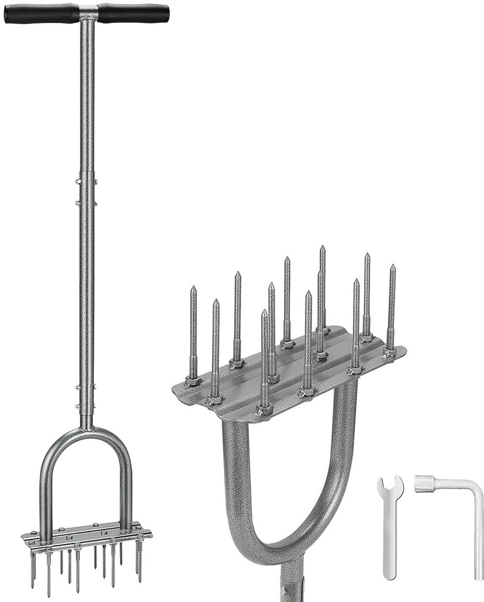 Gazonbeluchter met 12 Metalen Spikes - 110 cm - Voorgemonteerd Tuingereedschap