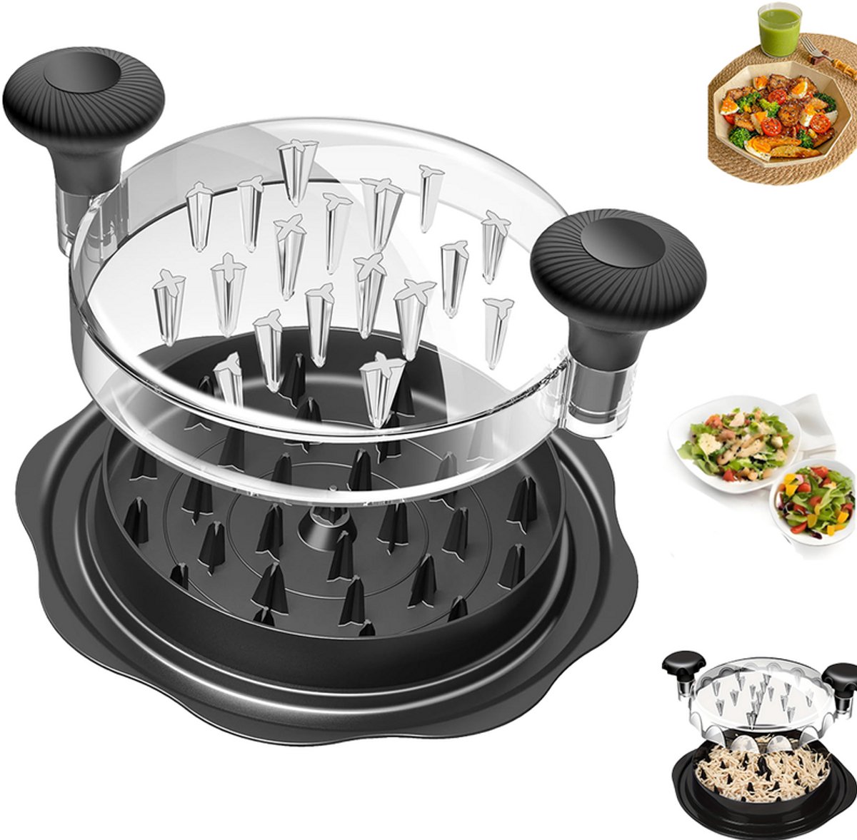 Chicken shredder - manual meat grinder - Chicken Shredder Tool Twist Large voor in de keuken - vleesmolen zichtbare kipfiletversnipperaar met - Geschikt voor het bereiden van dierenvoer saladedressings en het snijden van groenten