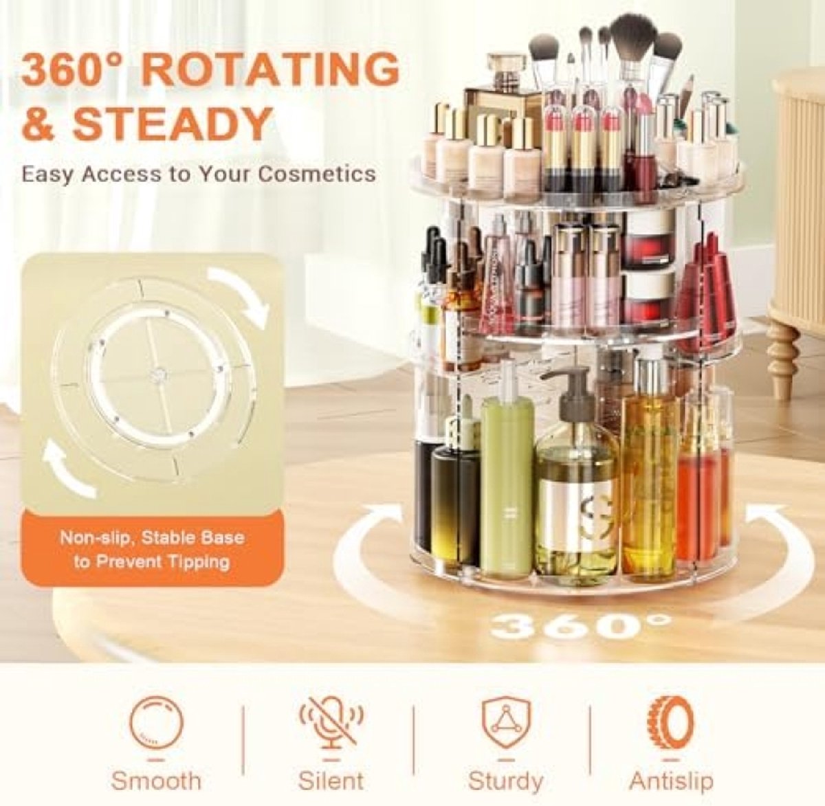 Draaibare Cosmetica Organizer met 9 Verstelbare Lagen