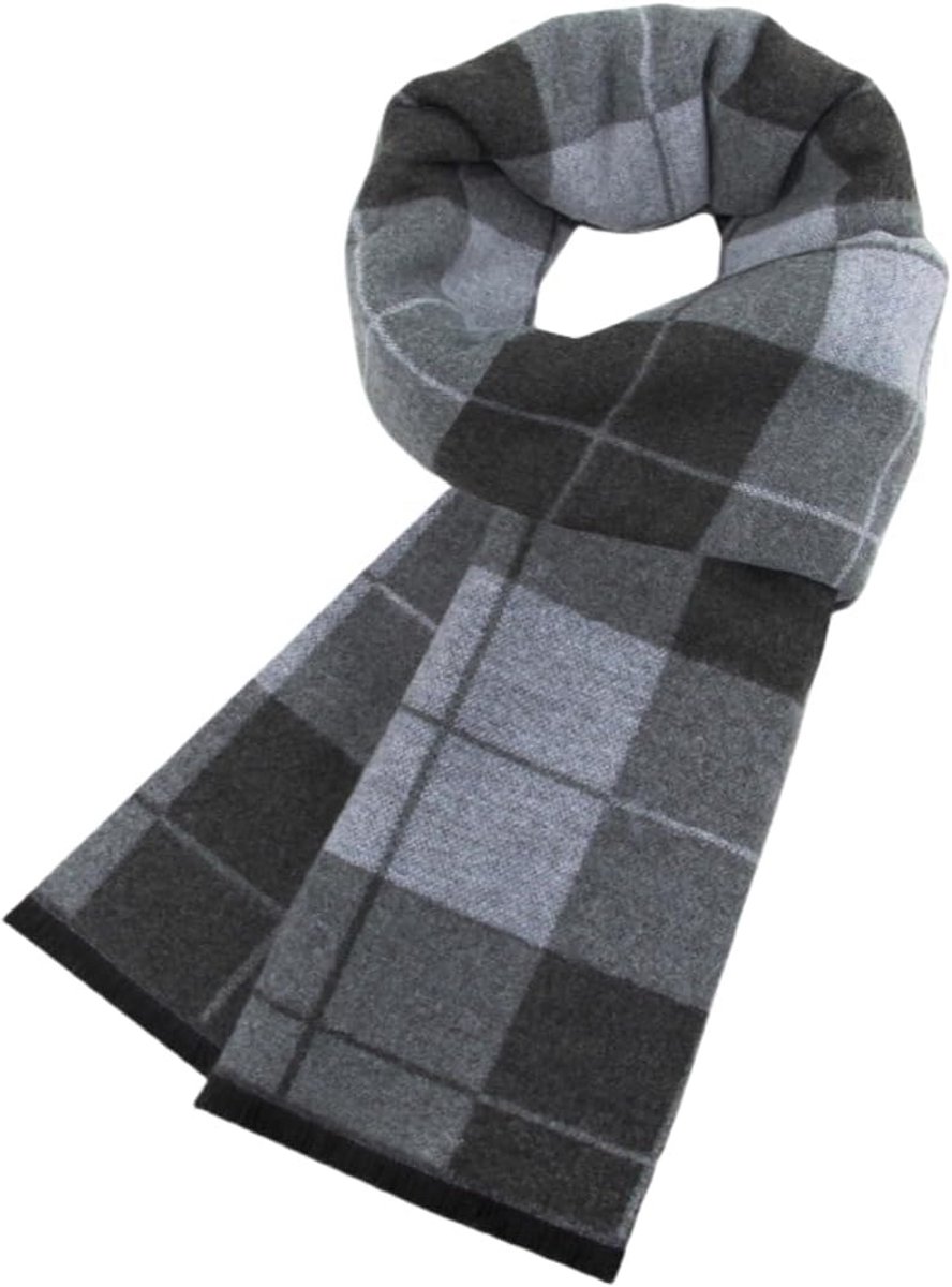 Winter sjaal heren viscoze ruitpatroon 185 x 33 cm