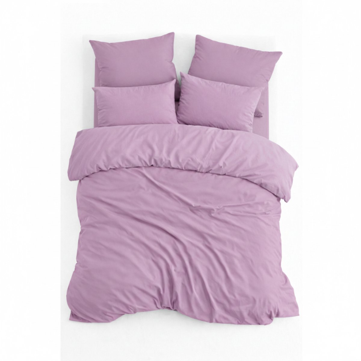 Dekbedovertrek, 100% Renforcé Katoen, Eenpersoons, 160x220 cm, Inclusief Kussensloop 60x70 cm, Lila, Dekbedovertrekset, Zacht & Ademend, Dekbedovertrekken, De Linde Home