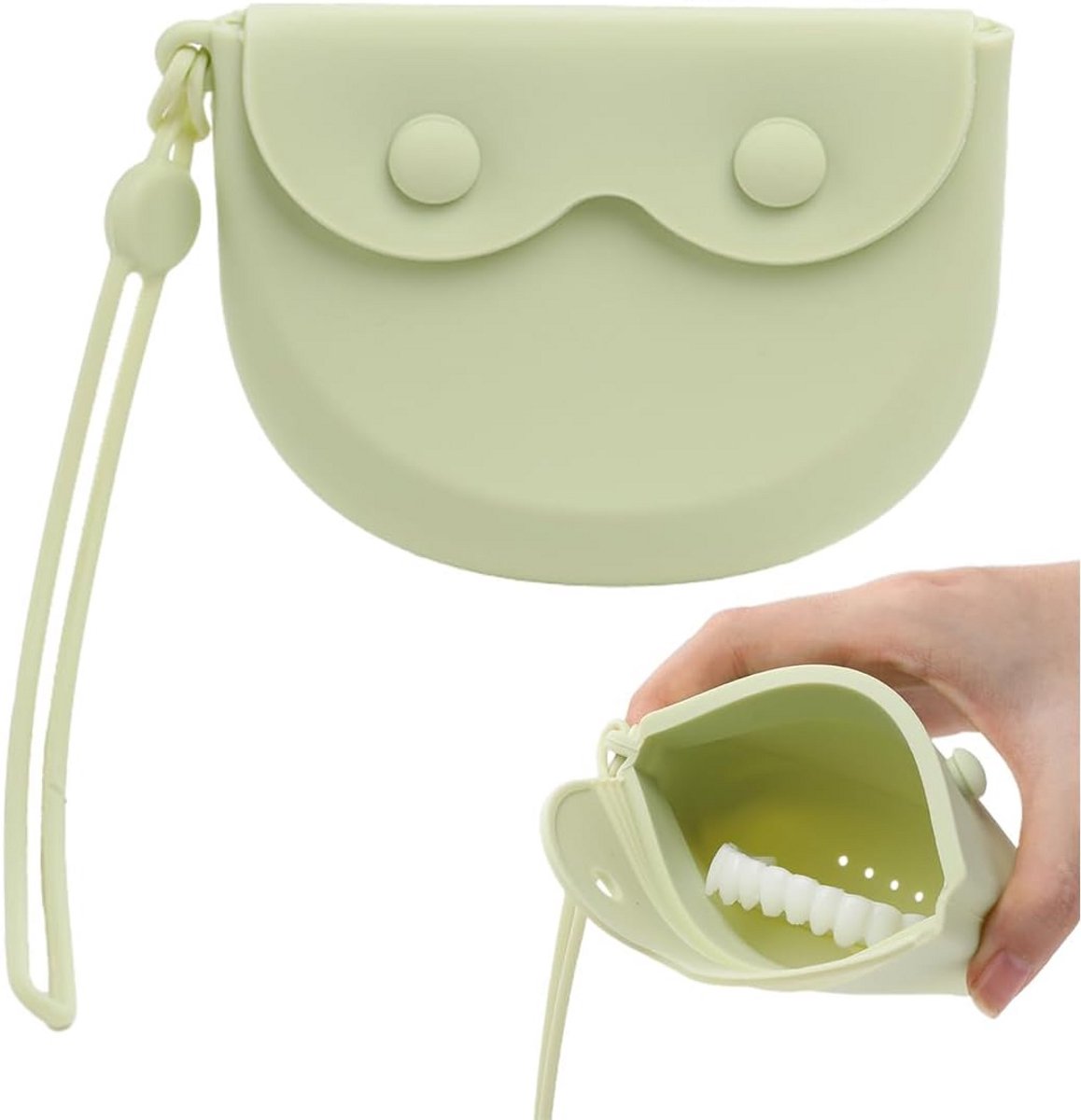 Draagbare Prothese Box met Afvoergaten - Silicone Hoes voor Gebit en Kunstgebit - Groen