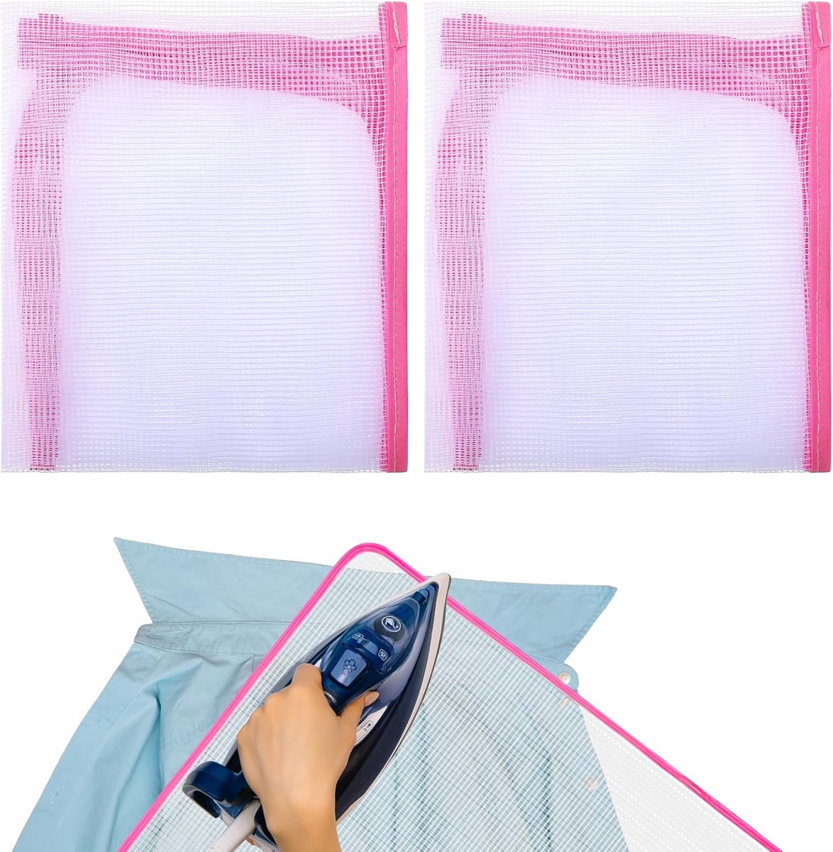 2 stuks strijkmat 60 x 40 cm hittebestendig tot 200°C - gaas zorgt voor optimale stoomdoorgang