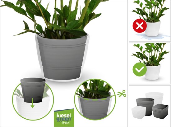 Kieselgreen Inzethoes voor planten pot, mand en vaas 100% waterdicht d12 x h12 cm -...