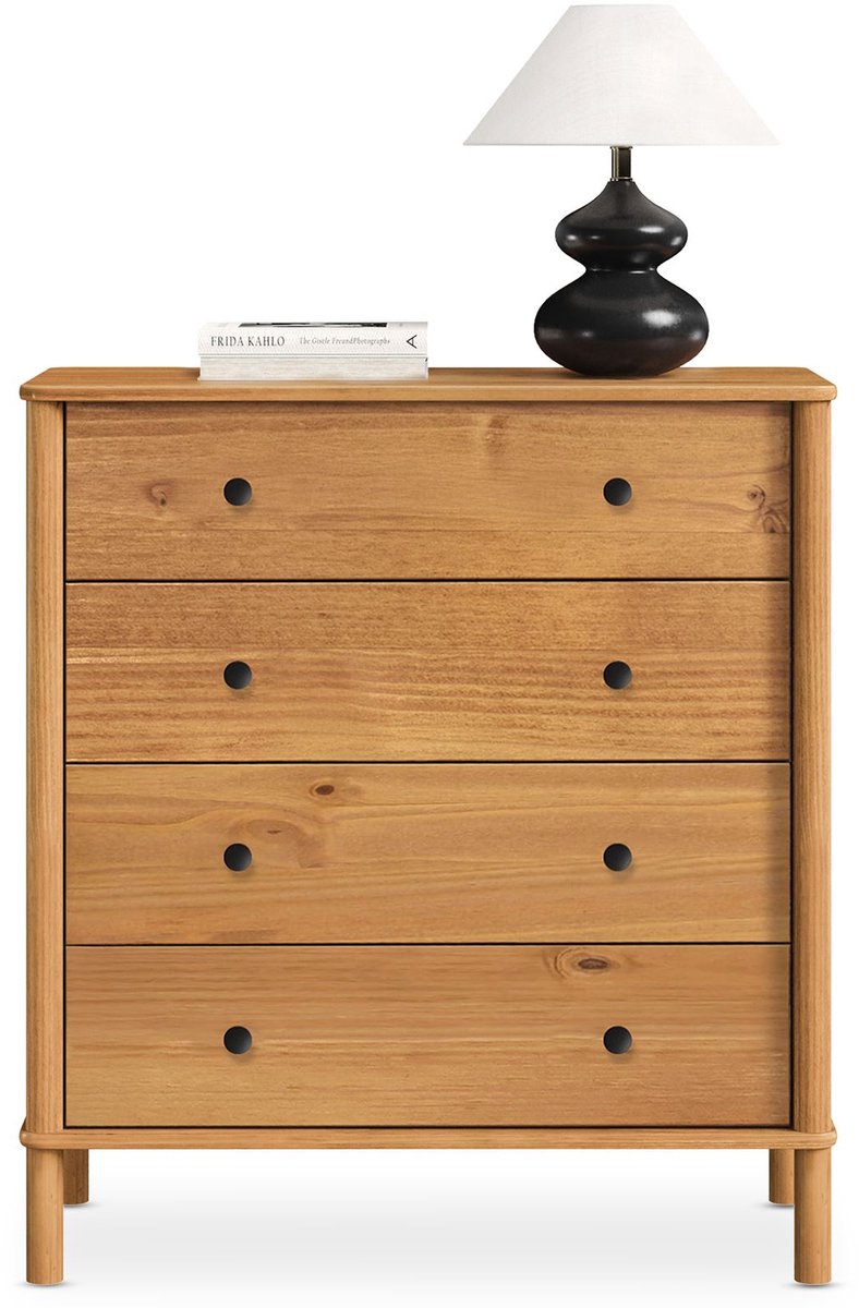 IDIMEX Commode APOANA met 4 lades van massief hout – eiken afwerking bruin