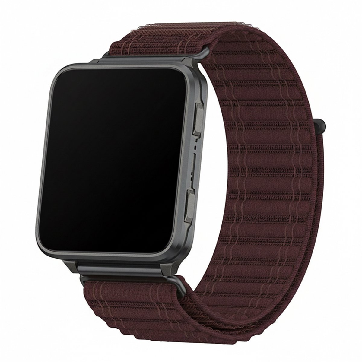Nylon loop bandje - geschikt voor Garmin Venu X1 - klittenbandsluiting - bordeaux