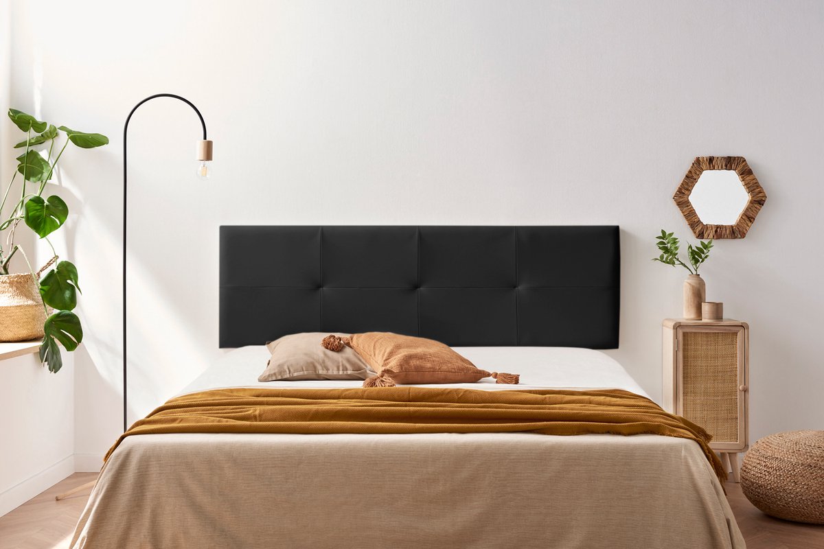 Moonia Hoofdbord - Kunstleer - Zwart - Modern en Duurzaam - Hoogwaardige Bekleding - 50 cm Hoogte