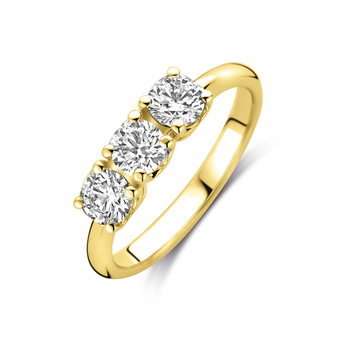 14K geelgouden ring trilogie lab grown diamant 0.90ct g vs - 4034106