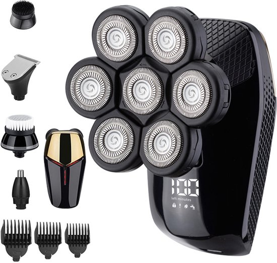 5-in-1 Elektrisch Scheerapparaat voor Mannen-Scheerapparaat Mannen Deluxe-Draadloos & Waterdicht-Precisietrimmer, Baardtrimmer, Head Shaver-Neustrimmer