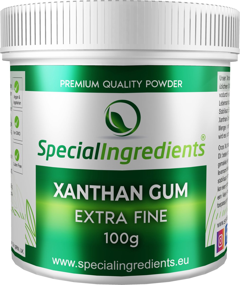 Xanthaangom Poeder - 100 g - Xantaangom - Xanthaangum - Xanthan Gum - Natuurlijk verdikkingsmiddel voor koken en bakken - Hersluitbare Pot - Recycled Plastic