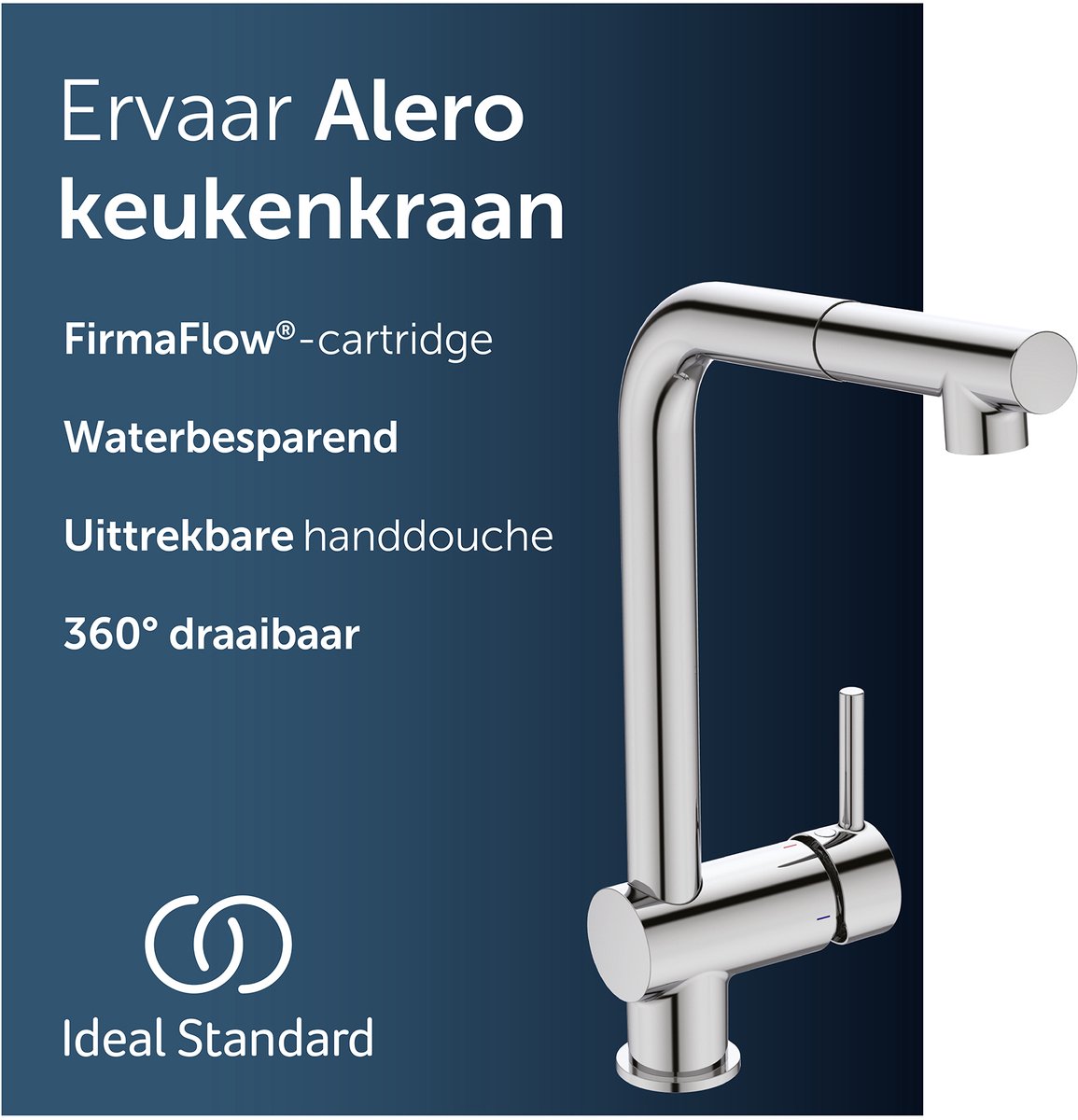 Ideal Standard Alero keukenkraan, uittrekbare douchekop, waterbesparend – Chroom