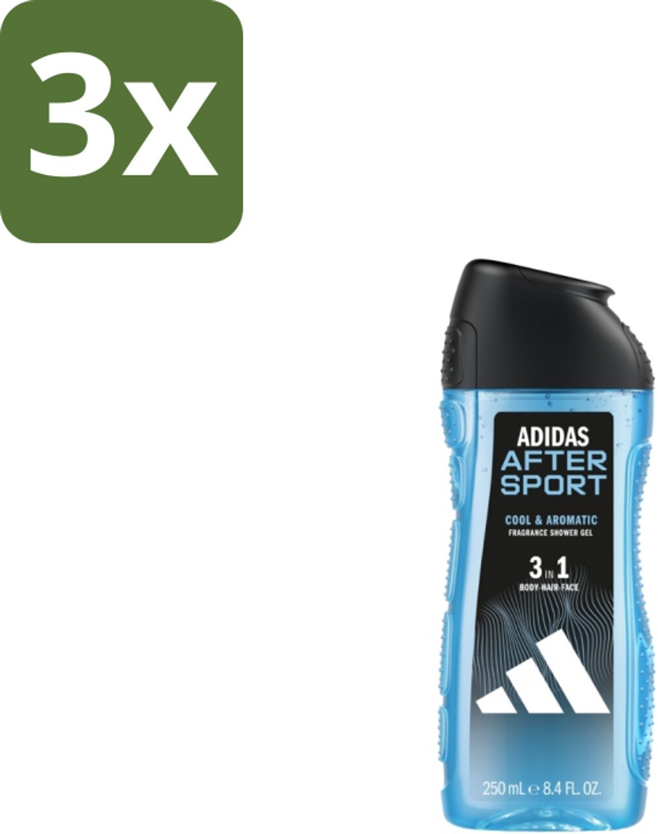 Adidas Shower Gel After Sport 250 ml - Bulkverpakking - 3 stuks