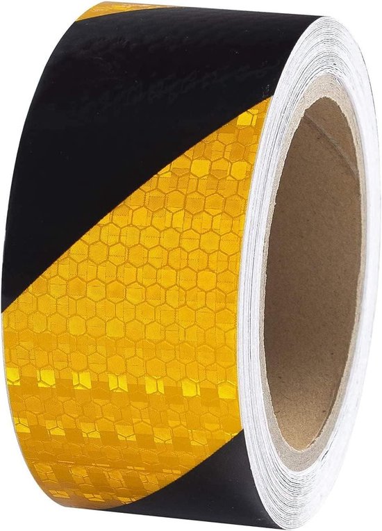 Reflecterende Zelfklevende Reflectorband Geel Zwart 5 Cm X 10 M 