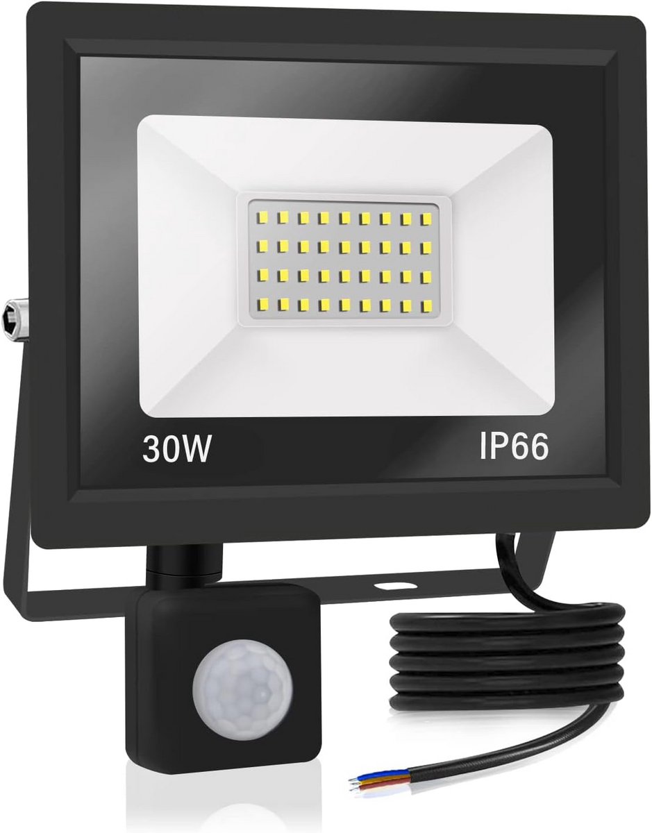 Krachtige LED Buitenlamp met Bewegingssensor 30W Warm Wit IP66 Waterdicht voor Tuin en Buitenruimtes