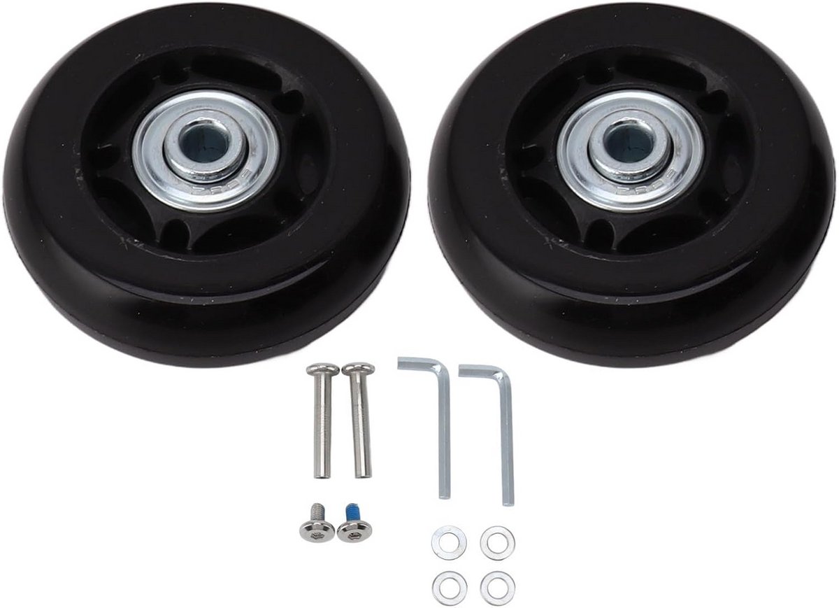 2 Stuks Kofferwielen Vervanging Stil Rubber Zwenkwielen Reparatieset (70x24mm)