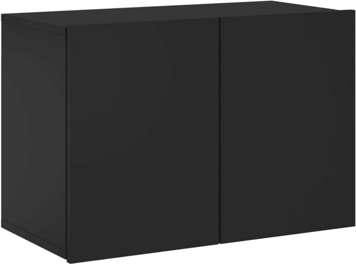Zwarte Wandmeubel voor TV en Opbergruimte, Compact en Modern Design