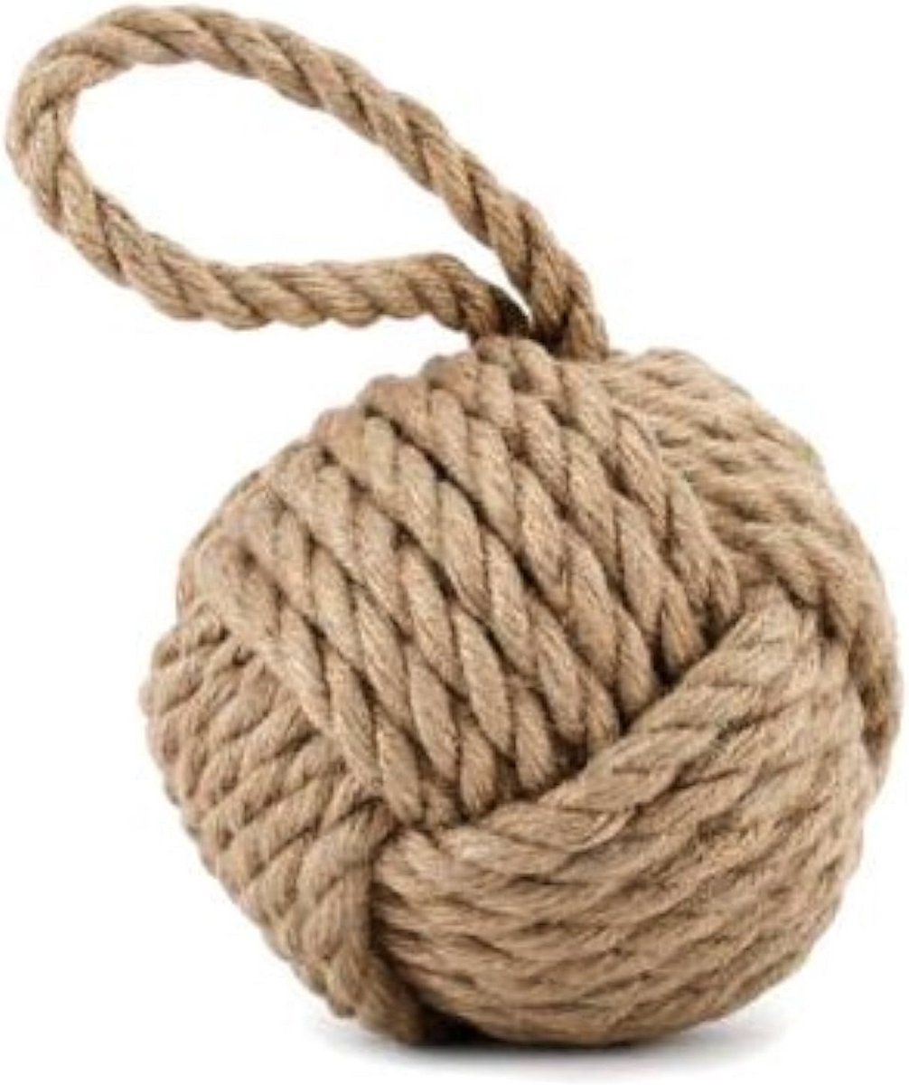 Deurstop Touwknoop - Touwdeurstopper Huis - Deuren Open Houden - Handgemaakte Knoop - 15 cm Diameter - Natuurlijk Bruin