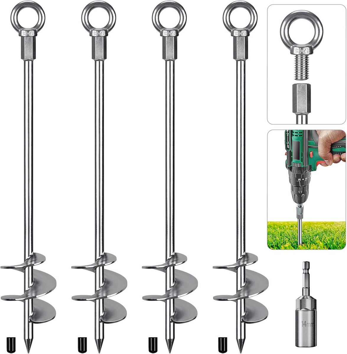 Extra Sterke Grondhaken 61 cm voor Trampolines en Schommels - 4 Stuks