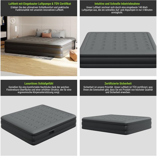 Luxe Zelfopblaasbaar Luchtbed met Pomp 200x160 cm - Snel Klaar Gastenbed van Luxe. — afbeelding 2