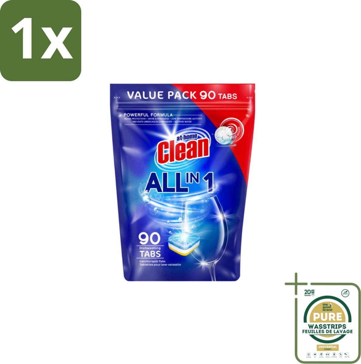 1 x At Home – Vaatwastabletten All-in-1 – Krachtige Reiniging – 90 Tabs- Vaatwastabletten - Vaatwasser - Reiniging - Glans - Kalkaanslag