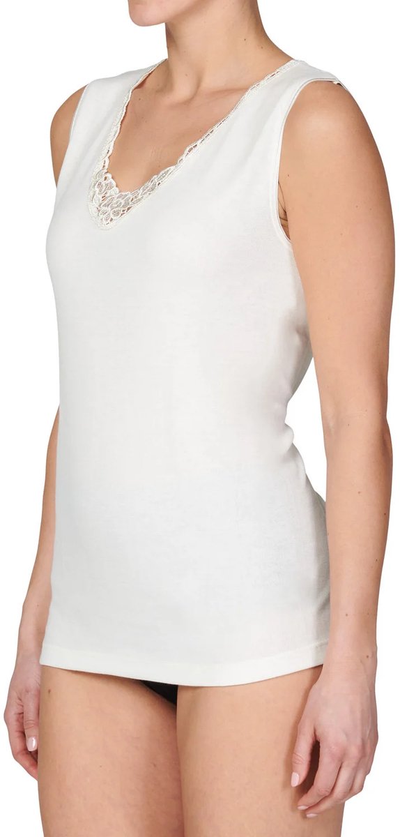 Entex dames thermo hemd met Kant - Kanten Wollen dames onderhemd - XL - Creme