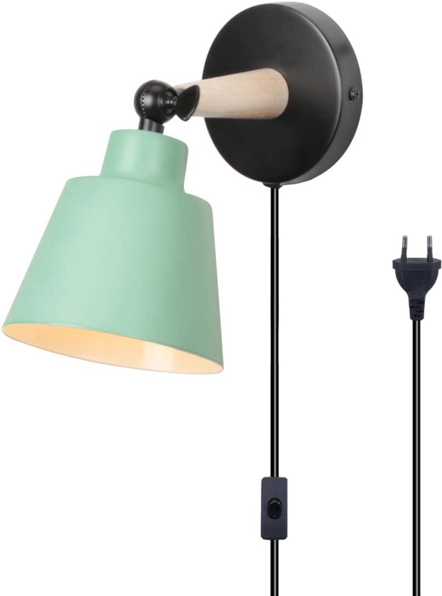 Moderne Wandlamp van Metaal en Hout met E27 Fitting - Verstevigbare Binnenverlichting voor