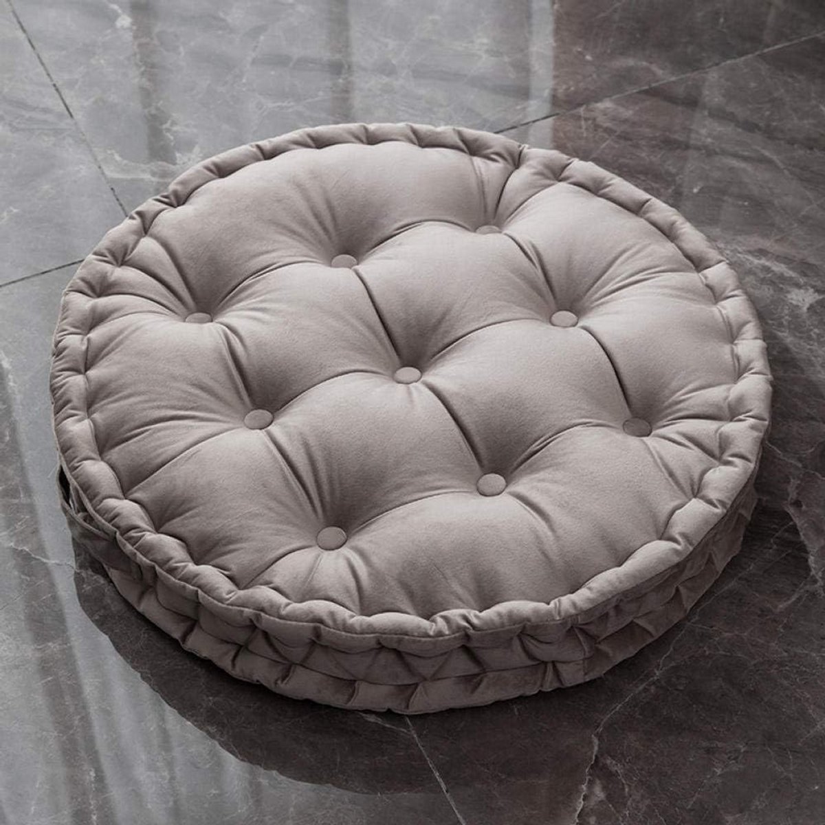 Rond Fluweel Kussen Ø60cm - Comfortabel Zitkussen voor Bureaustoel en Eettafel - Lichtgrijs