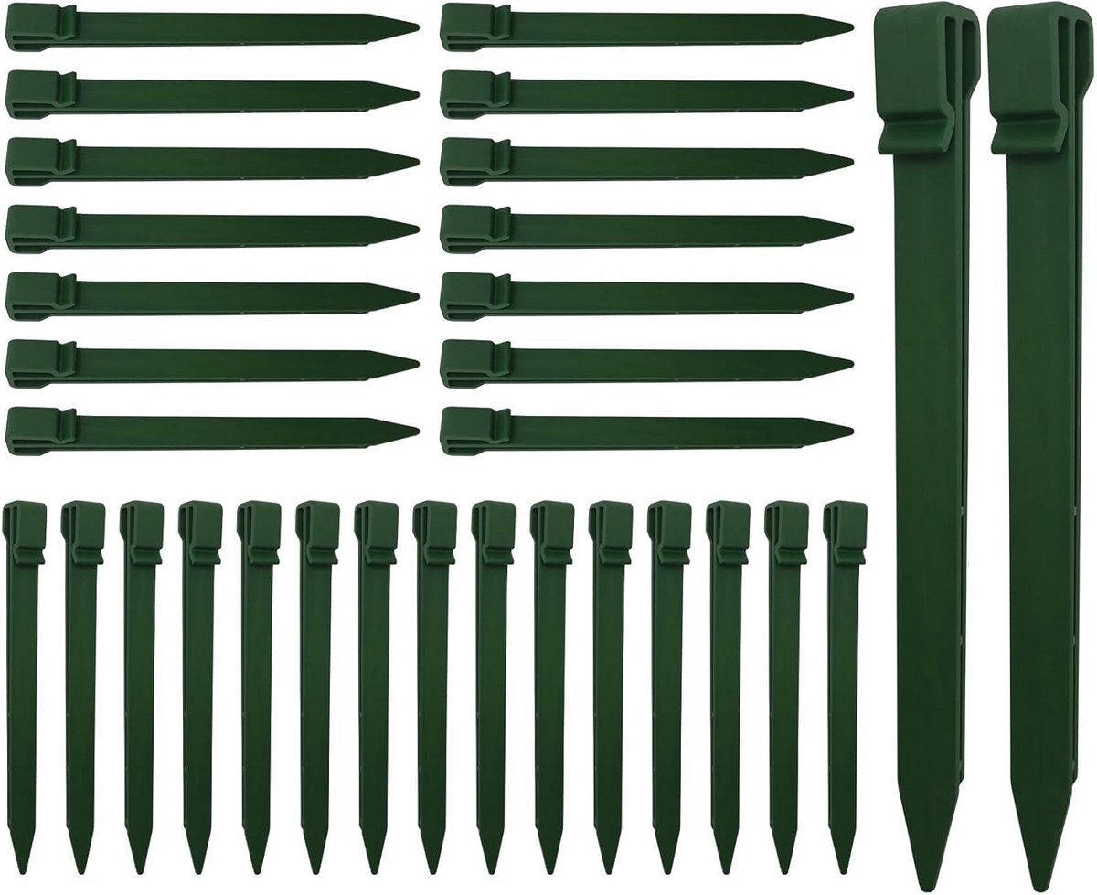 22x Groene Kunststof Grondpennen - 24 cm - Sterke Haringen voor Afscheidingen en Camping