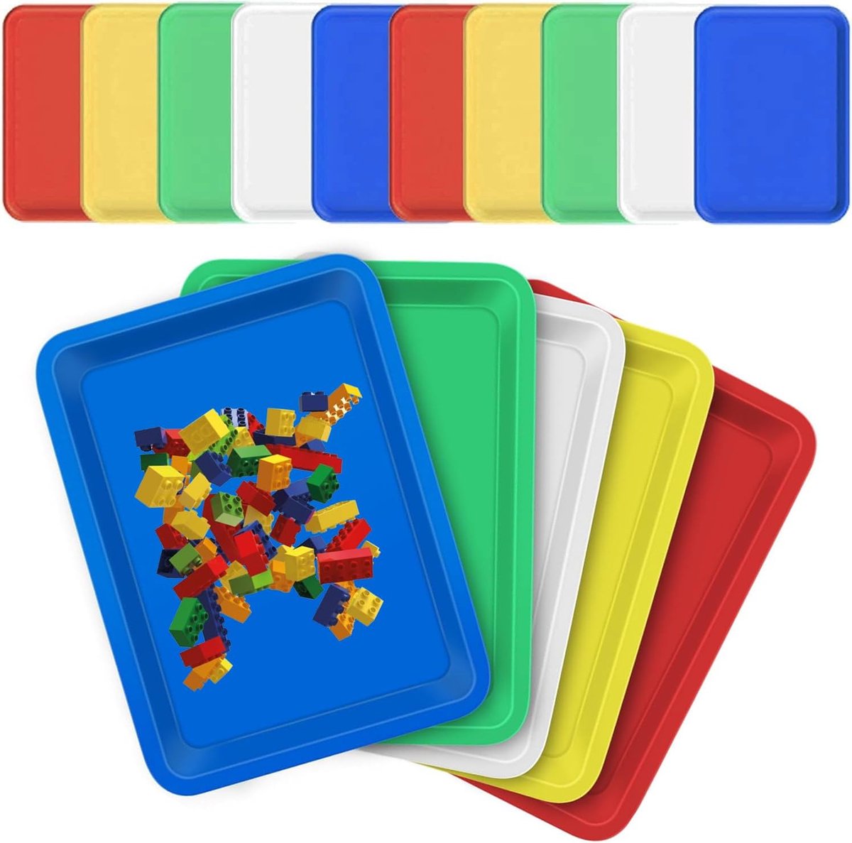 Pack of 10 Plastic Trays - 27.5 x 21 x 3 cm - Multi-Coloured Tray - Activity Tablets Reproduction - Plastic Activity Tablets voor Home Art Crafts DIY Projects Supplies