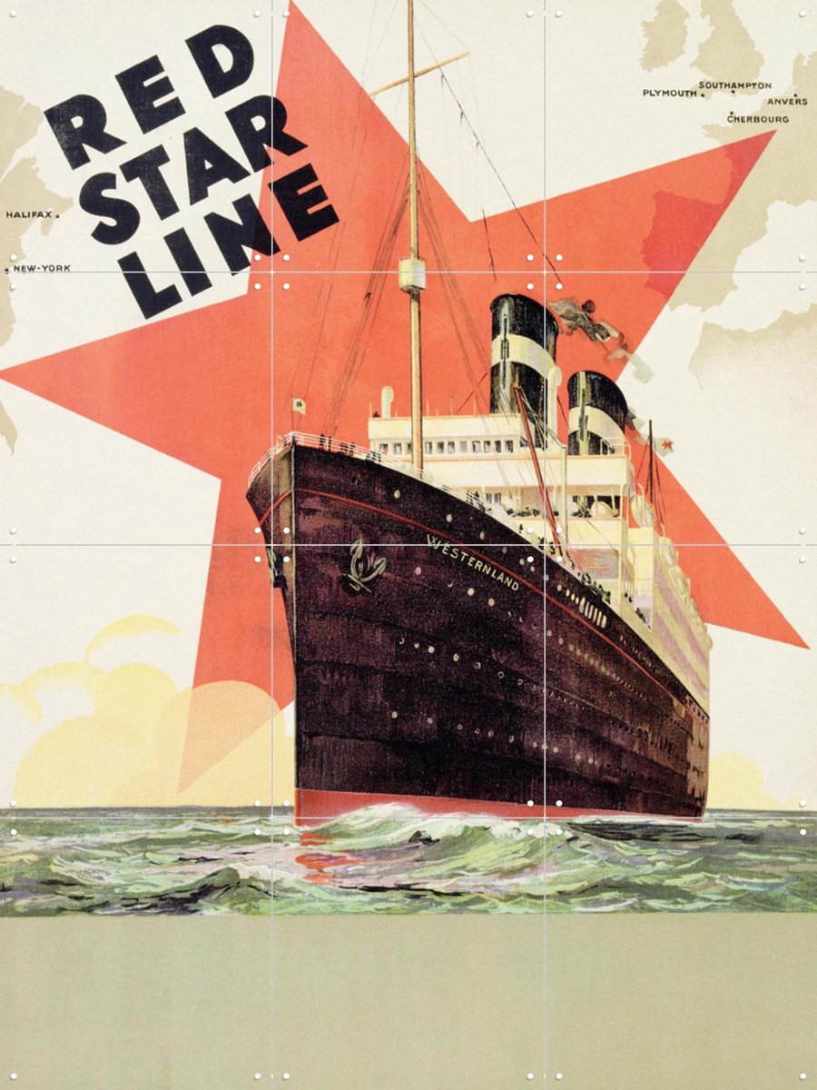 IXXI Red Star Line, Bridgeman Images - 60 x 80 cm - Gratis ophangtool - Grote wanddecoratie en posters - Illustraties, Vintage, Art Deco, Grafisch