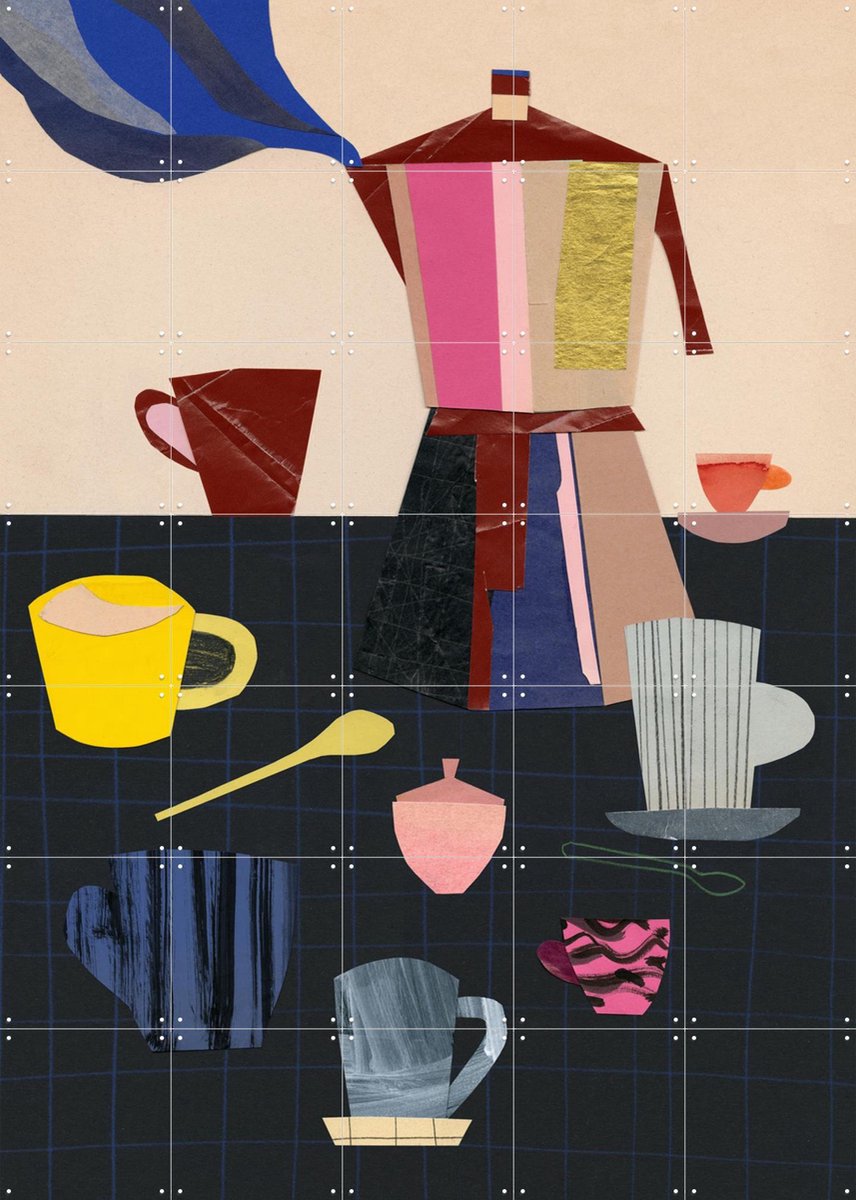 IXXI Espresso 8, Signorinah - 100 x 140 cm - Gratis ophangtool - Grote wanddecoratie en posters - Speels, Vintage, Illustraties, Collage, Gemengde