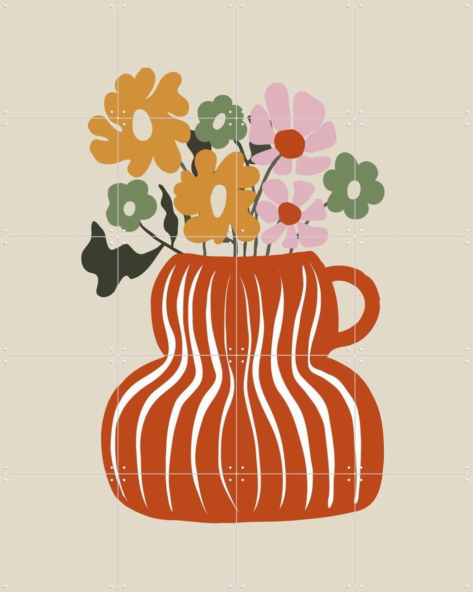 IXXI Daisy Jar, Miho Art Studio & Various - 80 x 100 cm - Gratis ophangtool - Grote wanddecoratie en posters - Grafisch Ontwerp, Illustraties, Speels