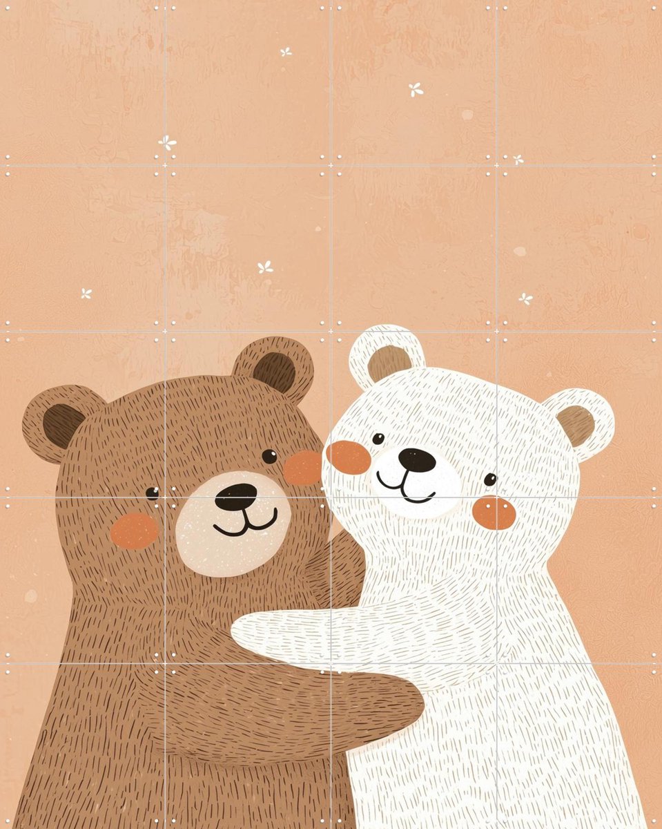 IXXI Happy teddy's, Treechild & Various - 80 x 100 cm - Gratis ophangtool - Grote wanddecoratie en posters - Illustraties, Speels, Fantasierijk