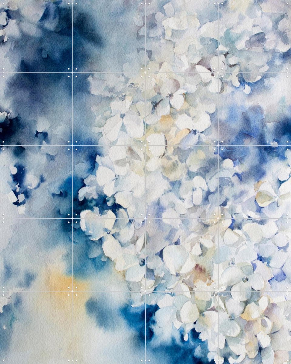 IXXI Hydrangea, Canot Stop Painting - 80 x 100 cm - Gratis ophangtool - Grote wanddecoratie en posters - Aquarel, Slaapkamer, Gang, Woonkamer