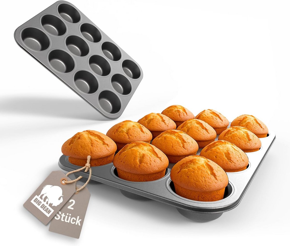 Set van 2 Muffin Bakvormen Koolstofstaal met Antiaanbaklaag