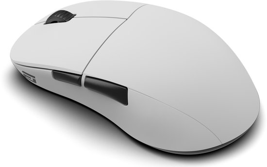 Rechterzijkant van de witte Endgame Gear XM2w 4k v2 muis met zwarte knoppen.