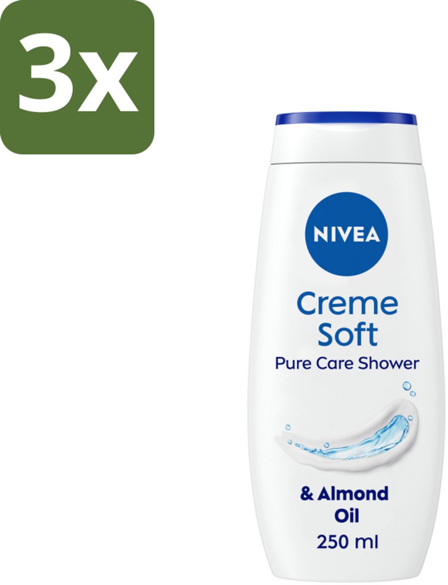 3 x NIVEA Douchecrème Soft 250 ml - Douchecrème - Hydratatie - Amandelolie - Zachte Huid - Voedend Schuim