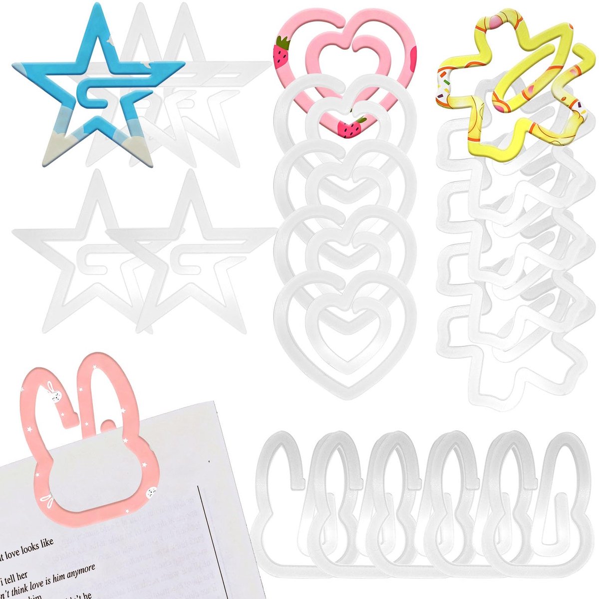 Acryl Paperclips Bladwijzers - Set van 20 in Diverse Ontwerpen - Handige DIY Kantoren Accessoires