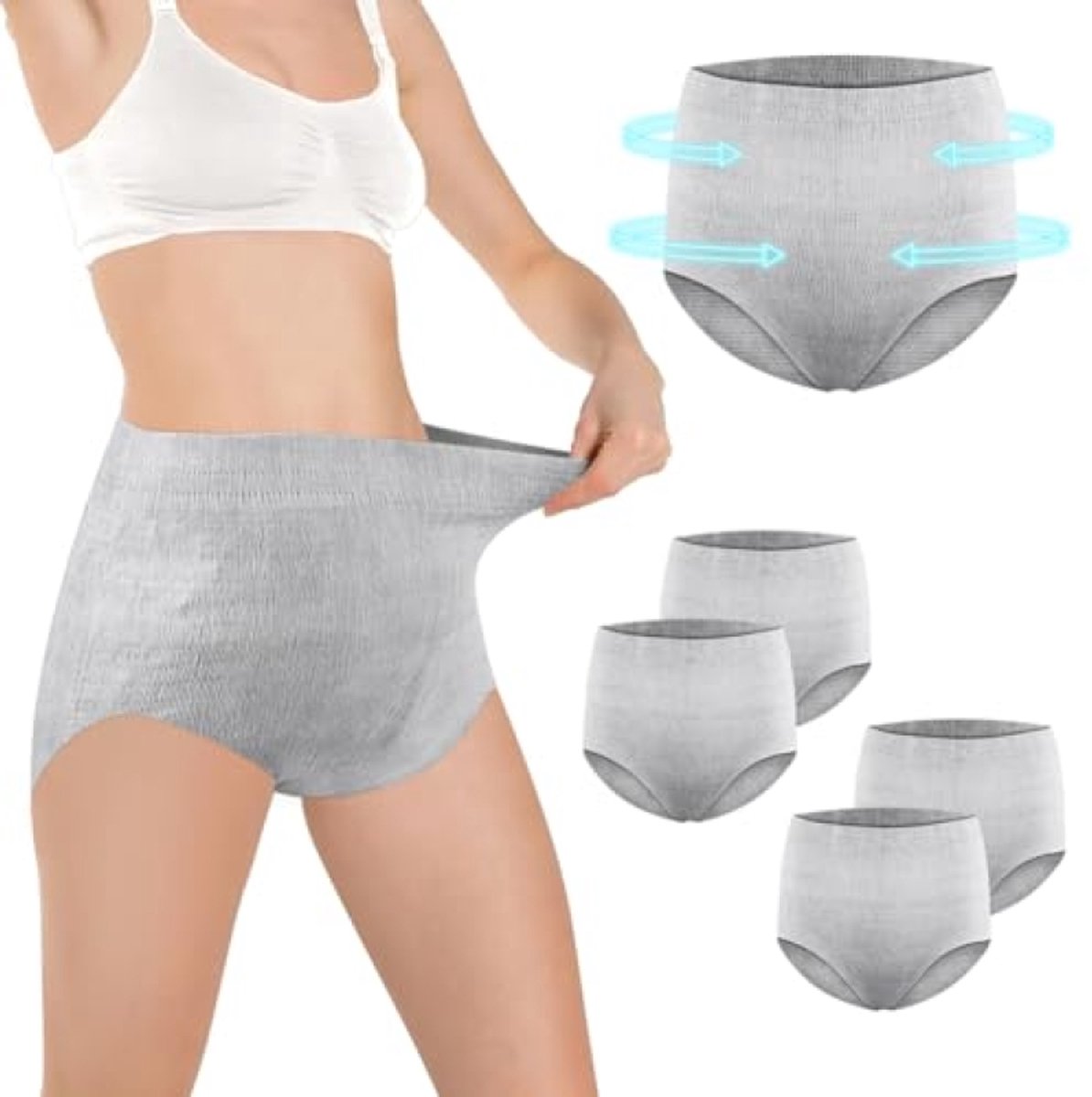 4 stuks postpartum slips met hoge taille - Zacht wegwerpondergoed voor herstel