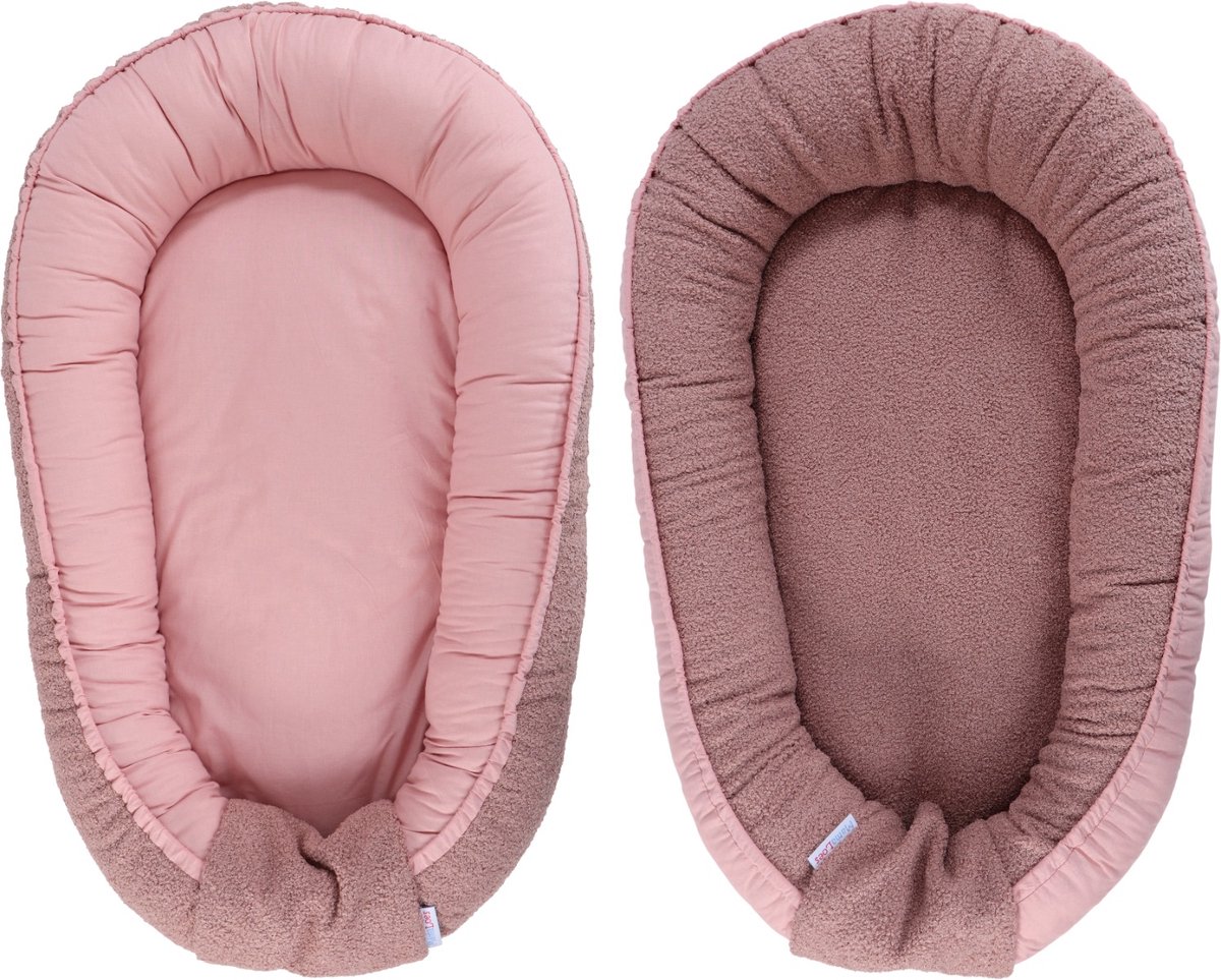 MamaLoes Teddy Boucle Roze Omkeerbaar Babynest