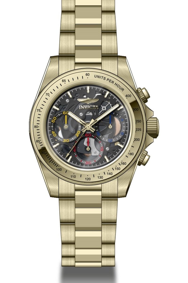 Invicta Speedway 50272 Heren Horloge - Waterdicht - Analoog - Quartz Uurwerk - Roestvrij Staal met zwarte Wijzerplaat - 39mm