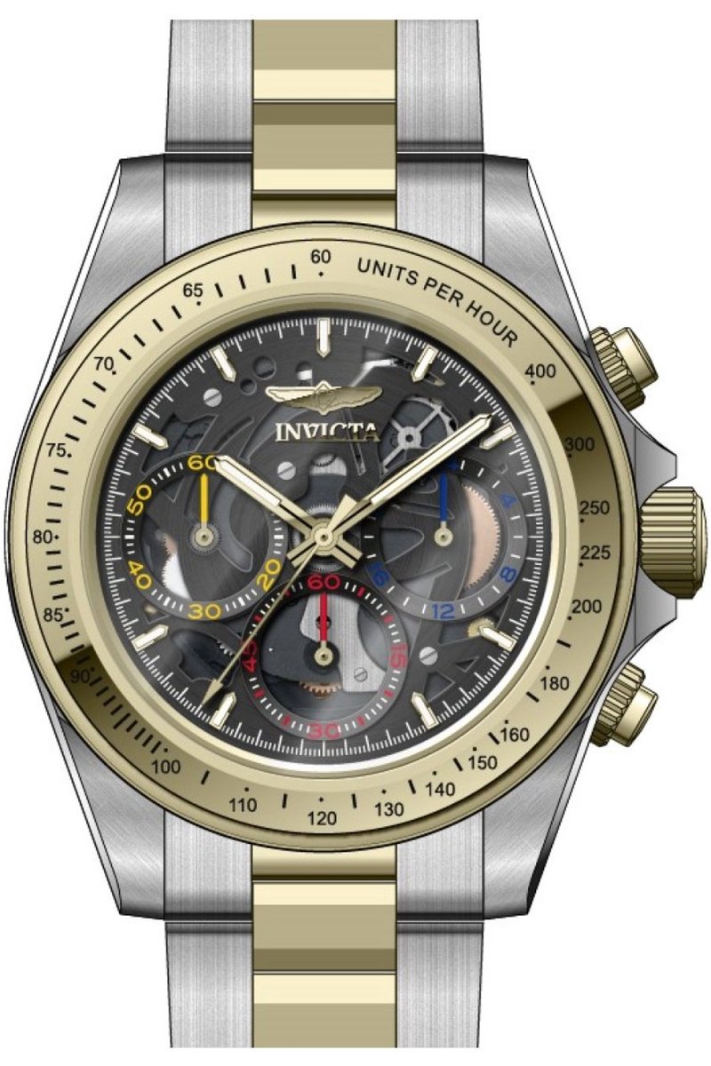 Invicta Speedway 50275 Heren Horloge - Waterdicht - Analoog - Quartz Uurwerk - Roestvrij Staal met zwarte Wijzerplaat - 39mm