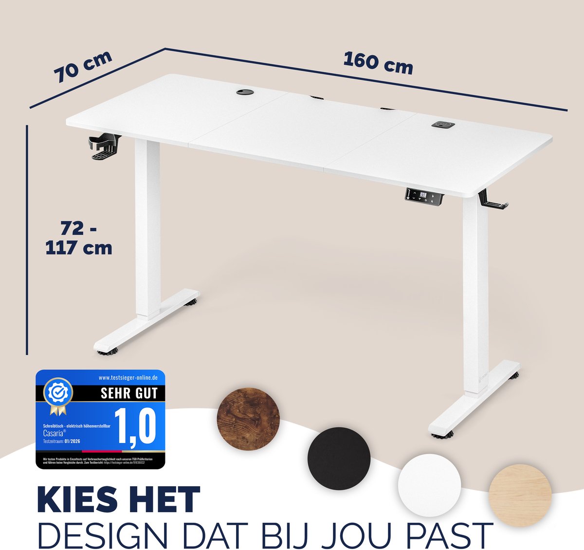 Casaria Elektrisch Zit-Sta Bureau 160x75cm - Wireless Charger thumbnail 8