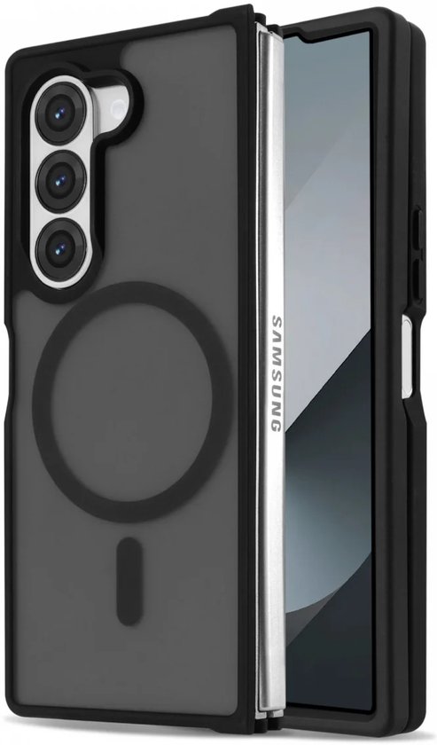 Coque adaptée pour Samsung Galaxy Z Fold 6 - Compatible avec MagSafe - Coque de protection mate - Coque arrière avec aimant - Zwart