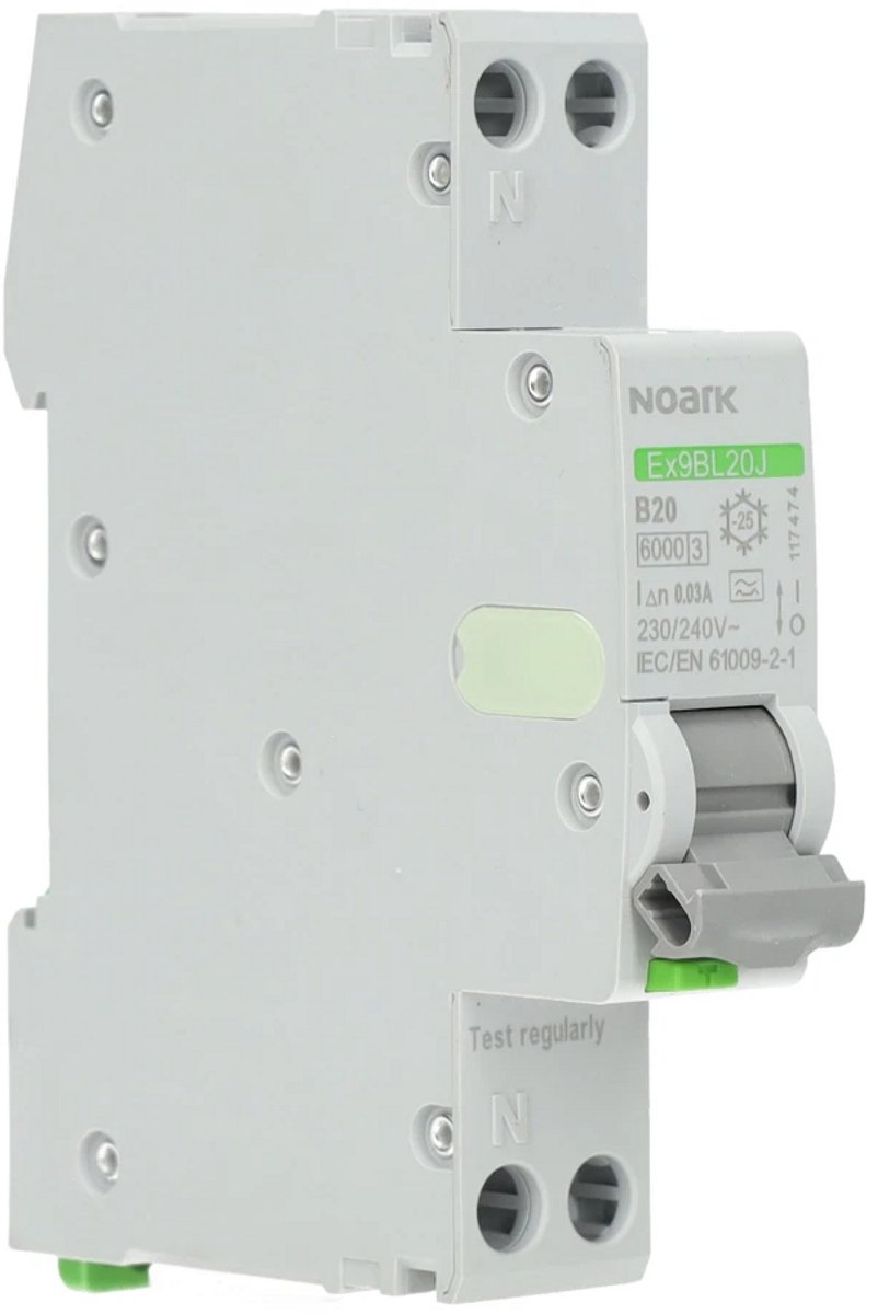 Noark aardlekautomaat B20 1P+N 30mA Type A (117474)