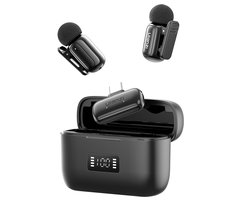 Ulanzi A200 Mini Mic Draadloze Microfoonset - Voor Smartphone & Tablet met USB-C - Met 2 Zenders en Oplaadcase - Extra licht en compact ontwerp - Draadloze telefoon microfoon - Zwart