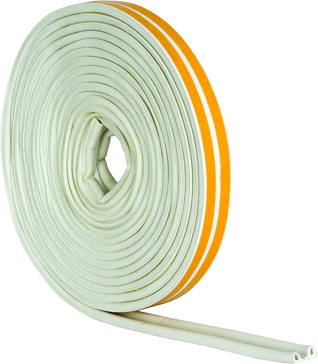 Zelfklevende EPDM Rubber P-Profiel Tochtstrip Wit - 5 Meter Voor Isolatie en Tochtwering